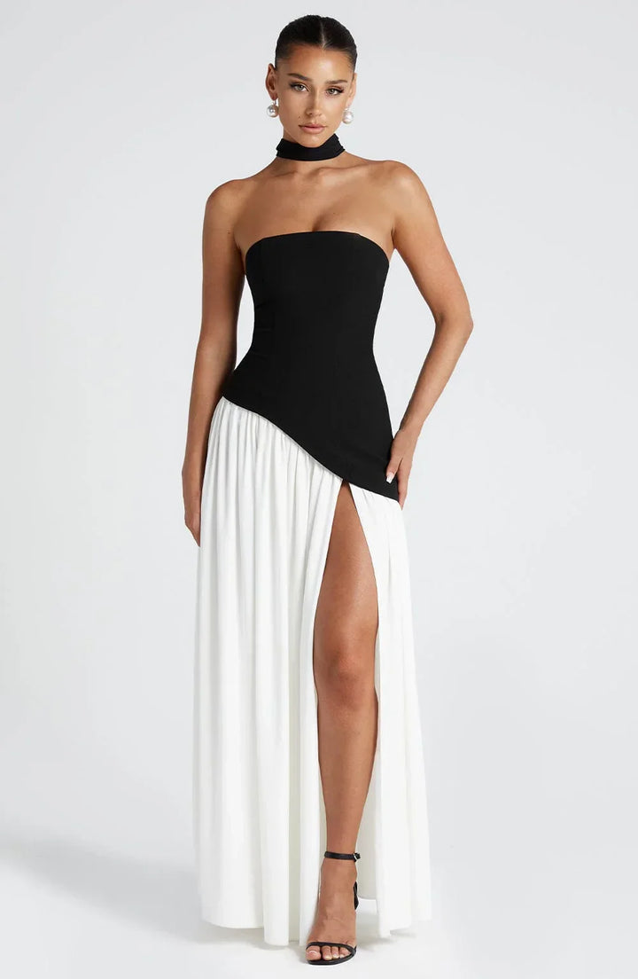 Corset Maxi Dress – Structured Bustier Bodice &amp; High Slit