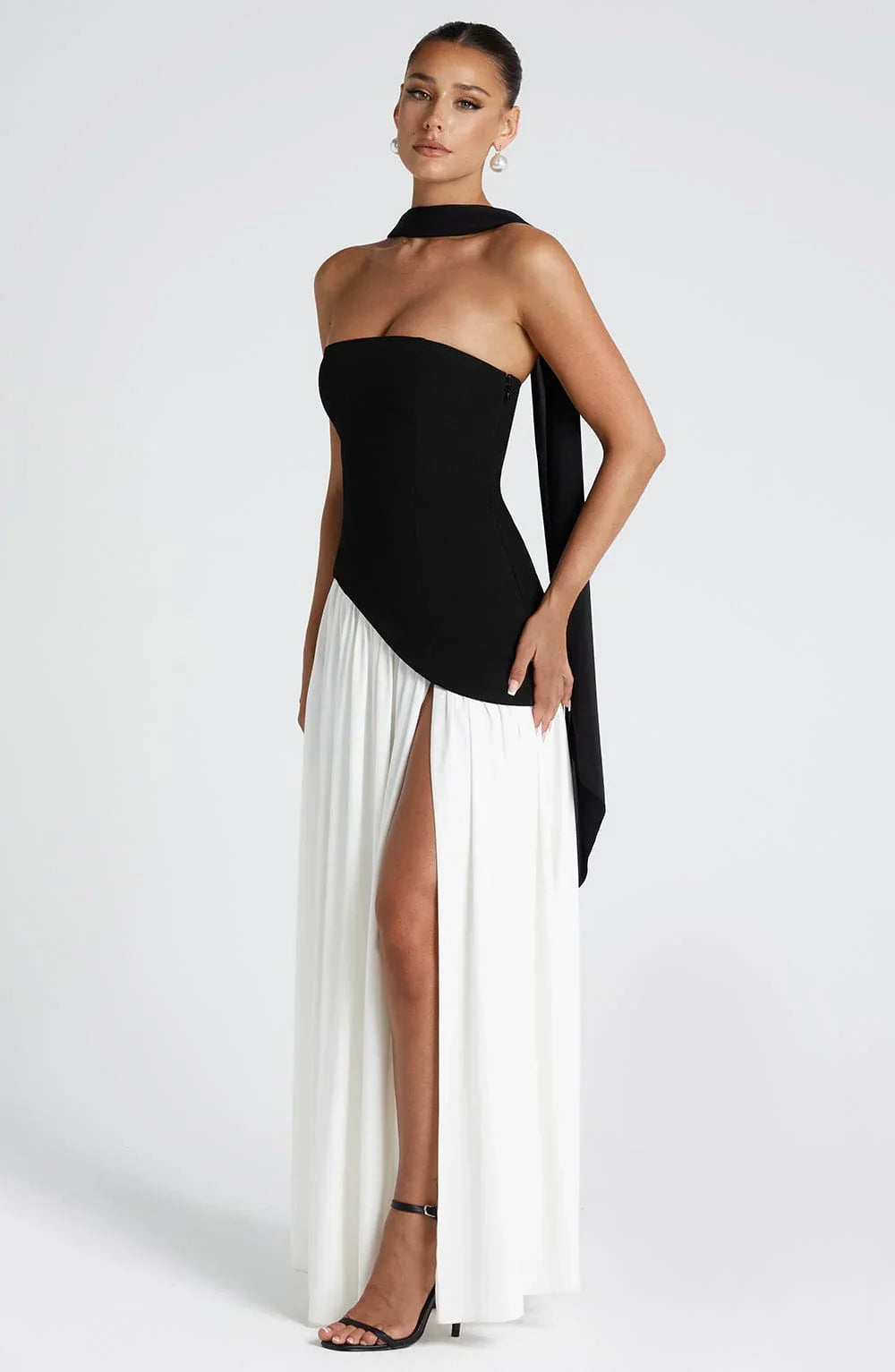 Corset Maxi Dress – Structured Bustier Bodice &amp; High Slit