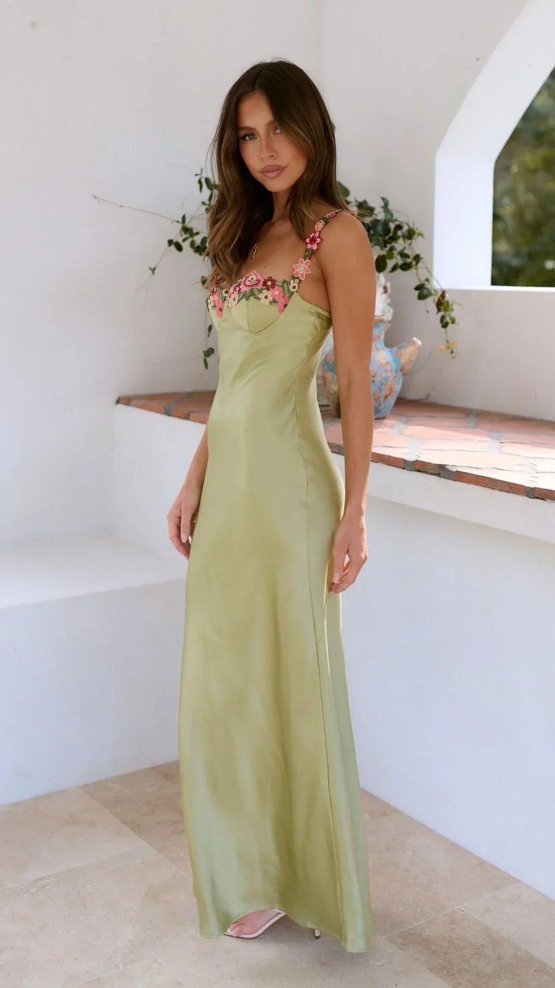 Floral Maxi Dress – Women's Spaghetti Strap Flowing Silhouette