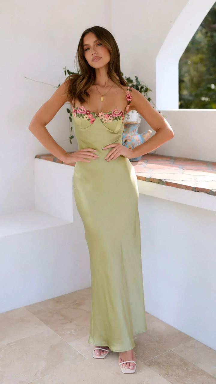 Floral Maxi Dress – Women's Spaghetti Strap Flowing Silhouette