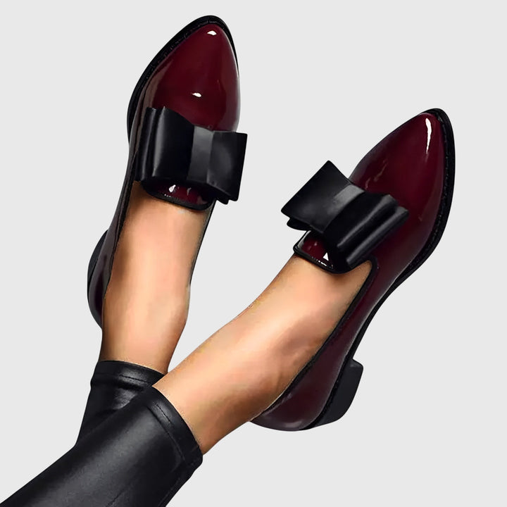 Patent Bow Loafers – Women's Pointed Toe Slip-On Shoes
