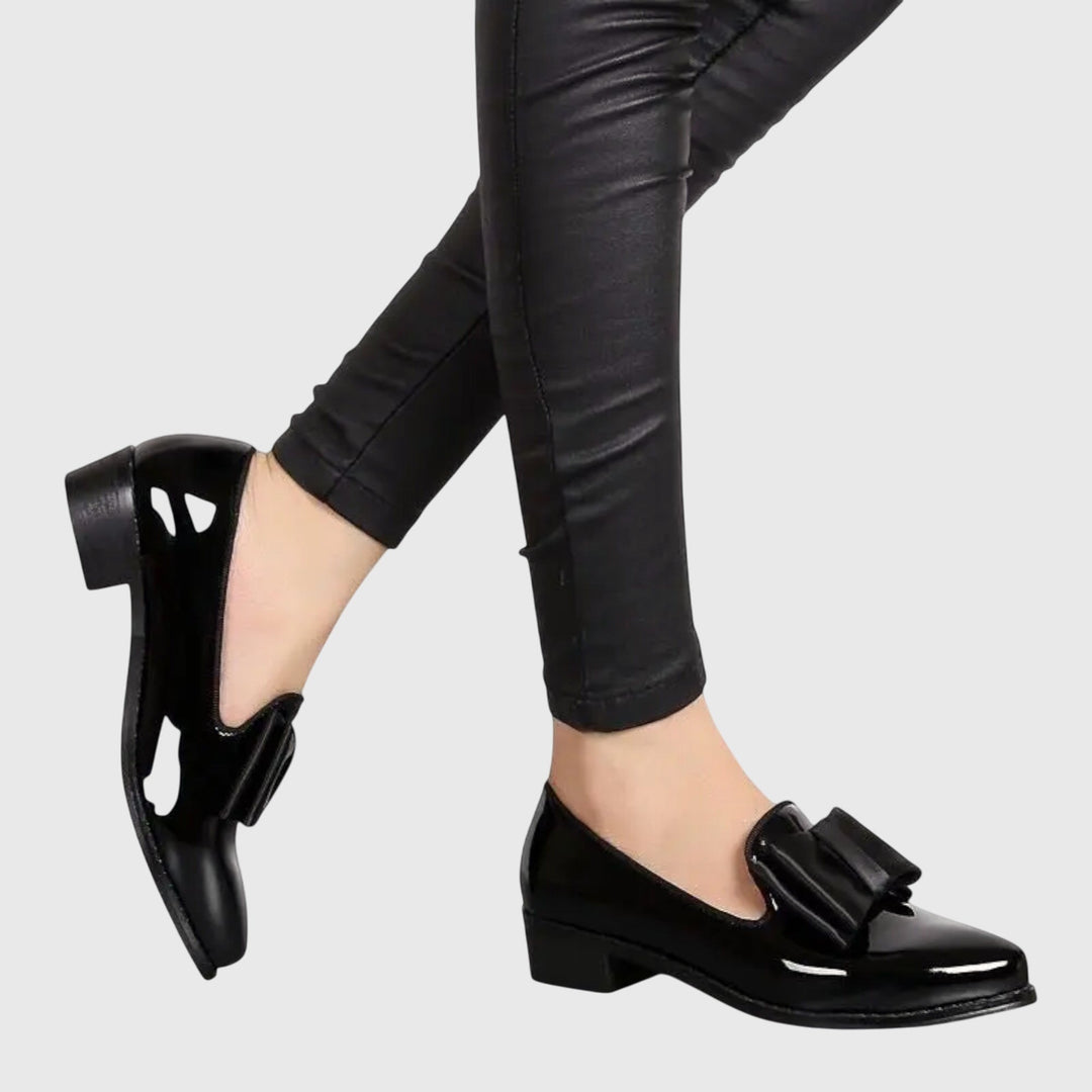 Patent Bow Loafers – Women's Pointed Toe Slip-On Shoes