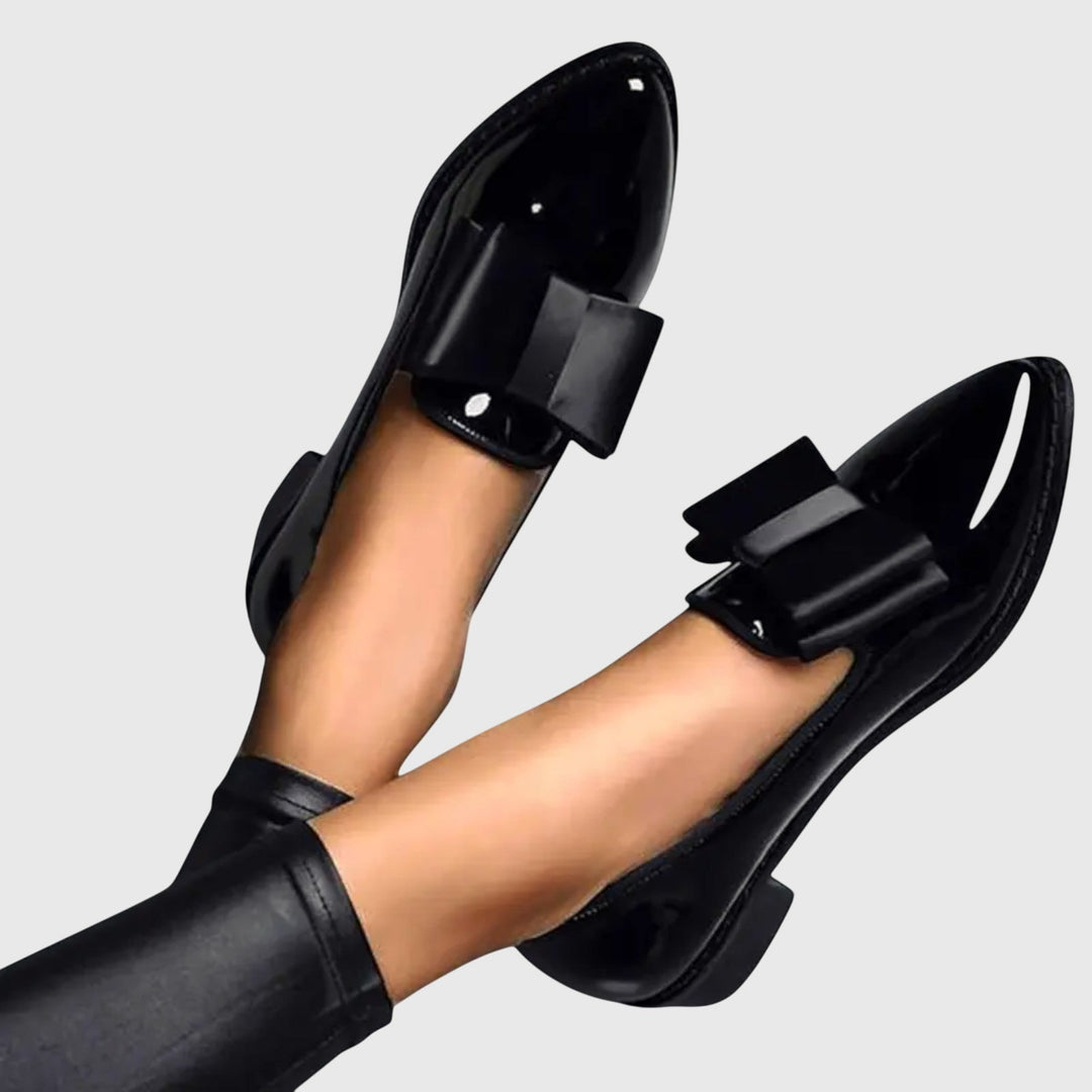 Patent Bow Loafers – Women's Pointed Toe Slip-On Shoes