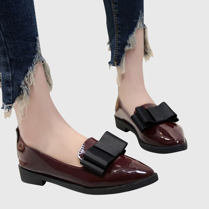 Patent Bow Loafers – Women's Pointed Toe Slip-On Shoes