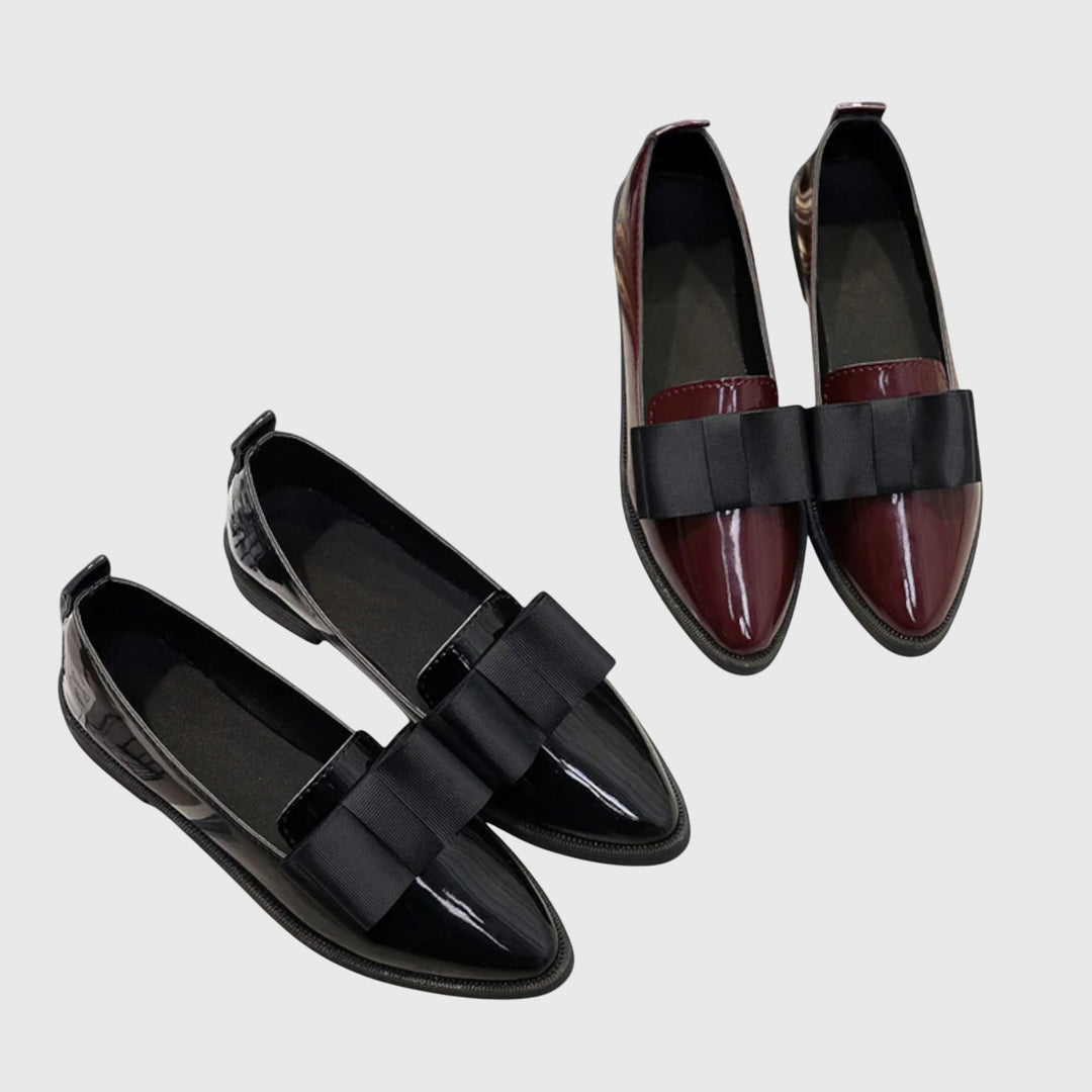 Patent Bow Loafers – Women's Pointed Toe Slip-On Shoes