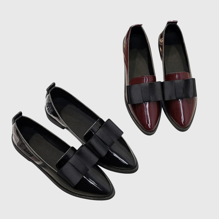 Patent Bow Loafers – Women's Pointed Toe Slip-On Shoes