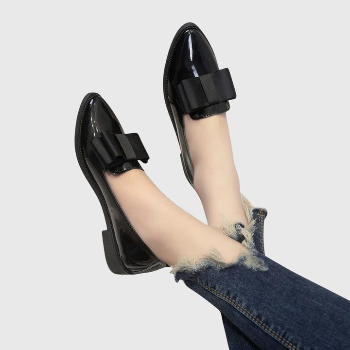 Patent Bow Loafers – Women's Pointed Toe Slip-On Shoes