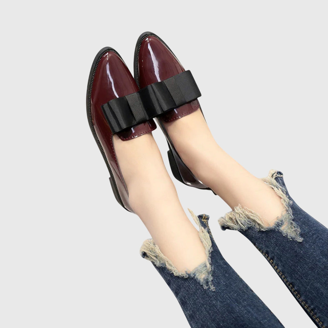 Patent Bow Loafers – Women's Pointed Toe Slip-On Shoes
