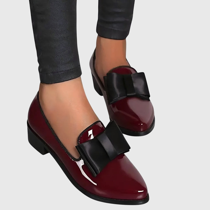 Patent Bow Loafers – Women's Pointed Toe Slip-On Shoes