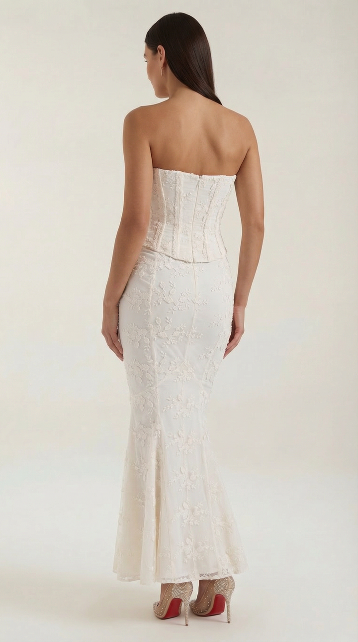 Mermaid Maxi Dress – Strapless Lace Corset Evening Gown