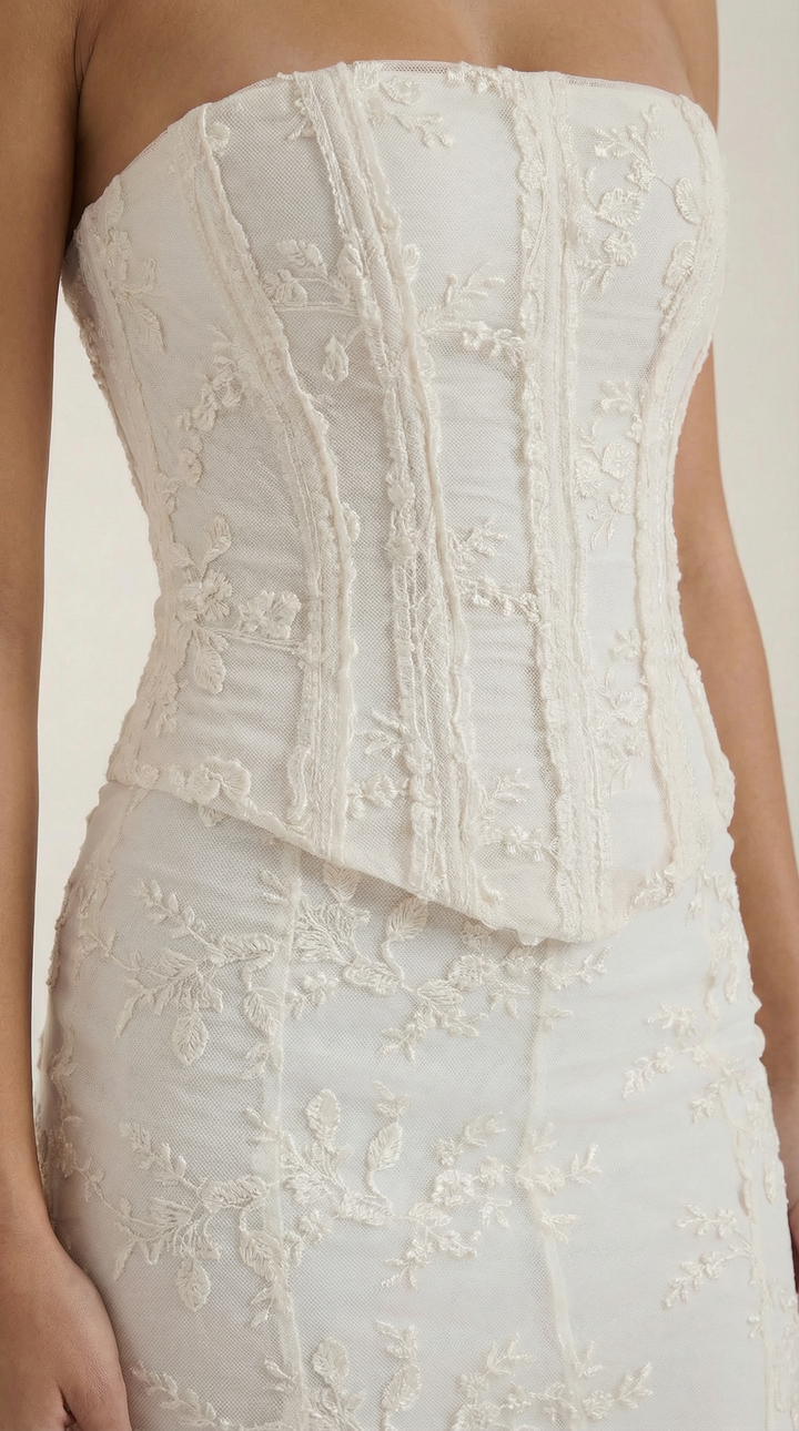 Mermaid Maxi Dress – Strapless Lace Corset Evening Gown