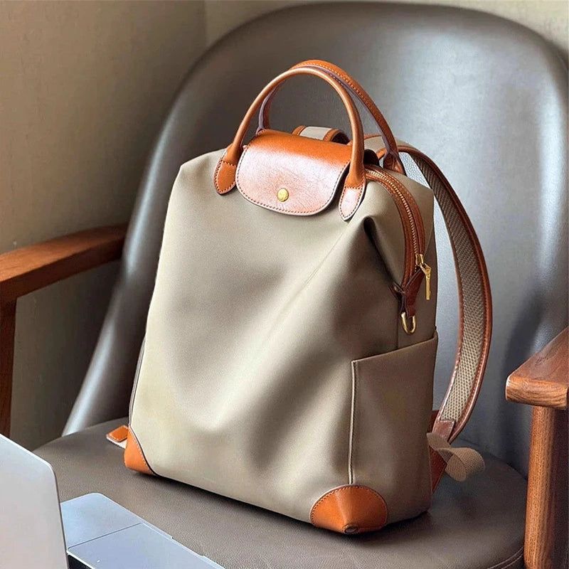 Women's Backpack – Structured Contrast Trim & Top Handle