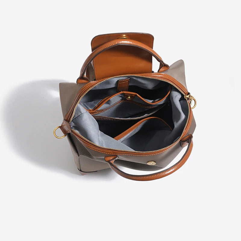 Women's Backpack – Structured Contrast Trim & Top Handle