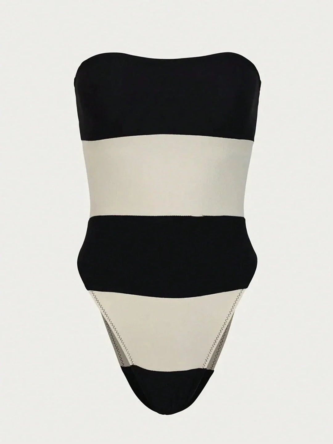 One-Piece Swimsuit – Strapless High-Cut Color-Block | Women's