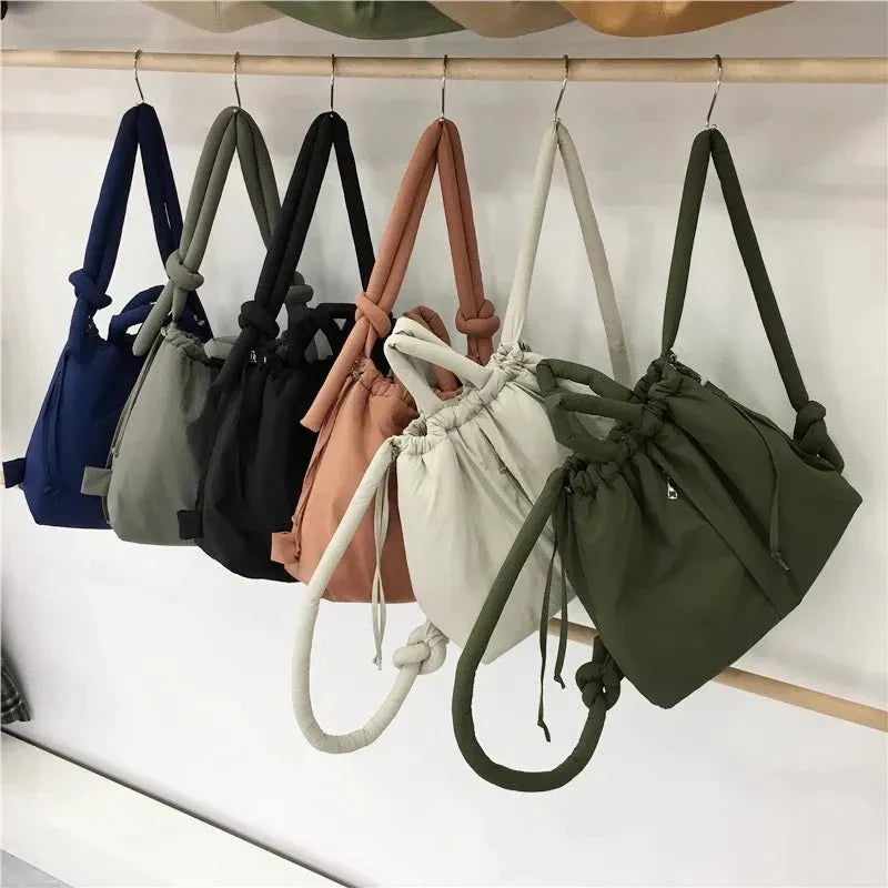 Women's Quilted Puffer Tote Bag – Lightweight Padded Handles Everyday