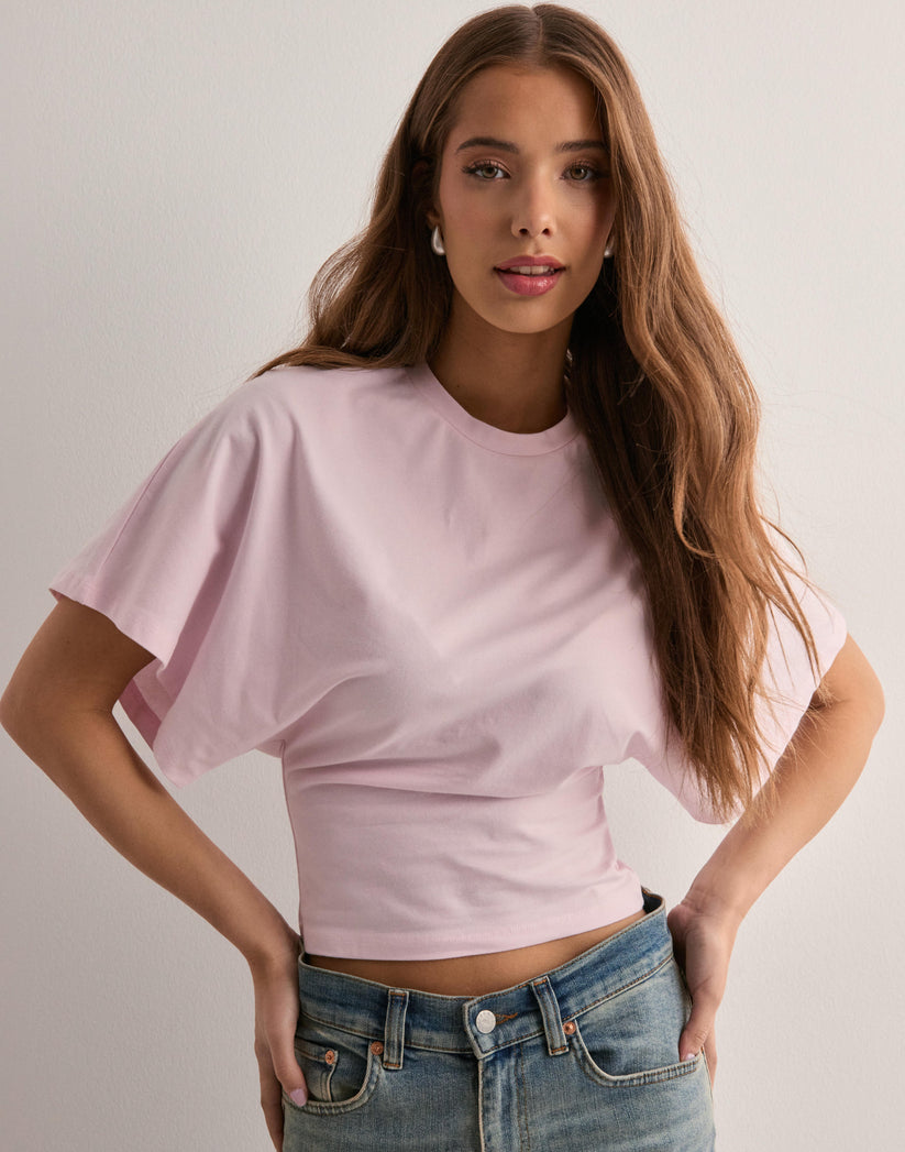 Women's Wide Sleeve T-Shirt – Soft Breathable Fitted Waist Casual Top