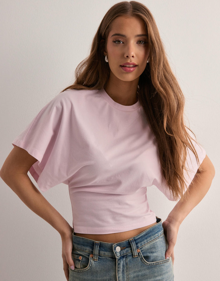 Women's Wide Sleeve T-Shirt – Soft Breathable Fitted Waist Casual Top