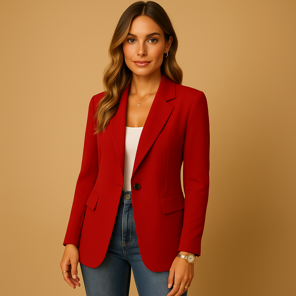 Women's Stretch Tailored Blazer Single Button – Notch Lapel Fitted