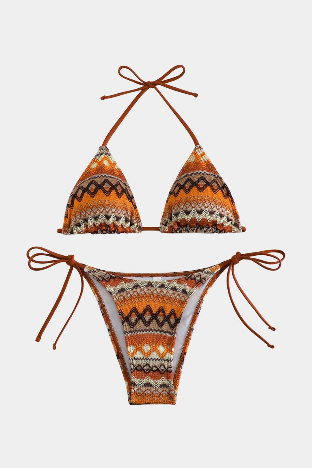Women's Triangle Bikini Set – Printed Halterneck & Tie-Side
