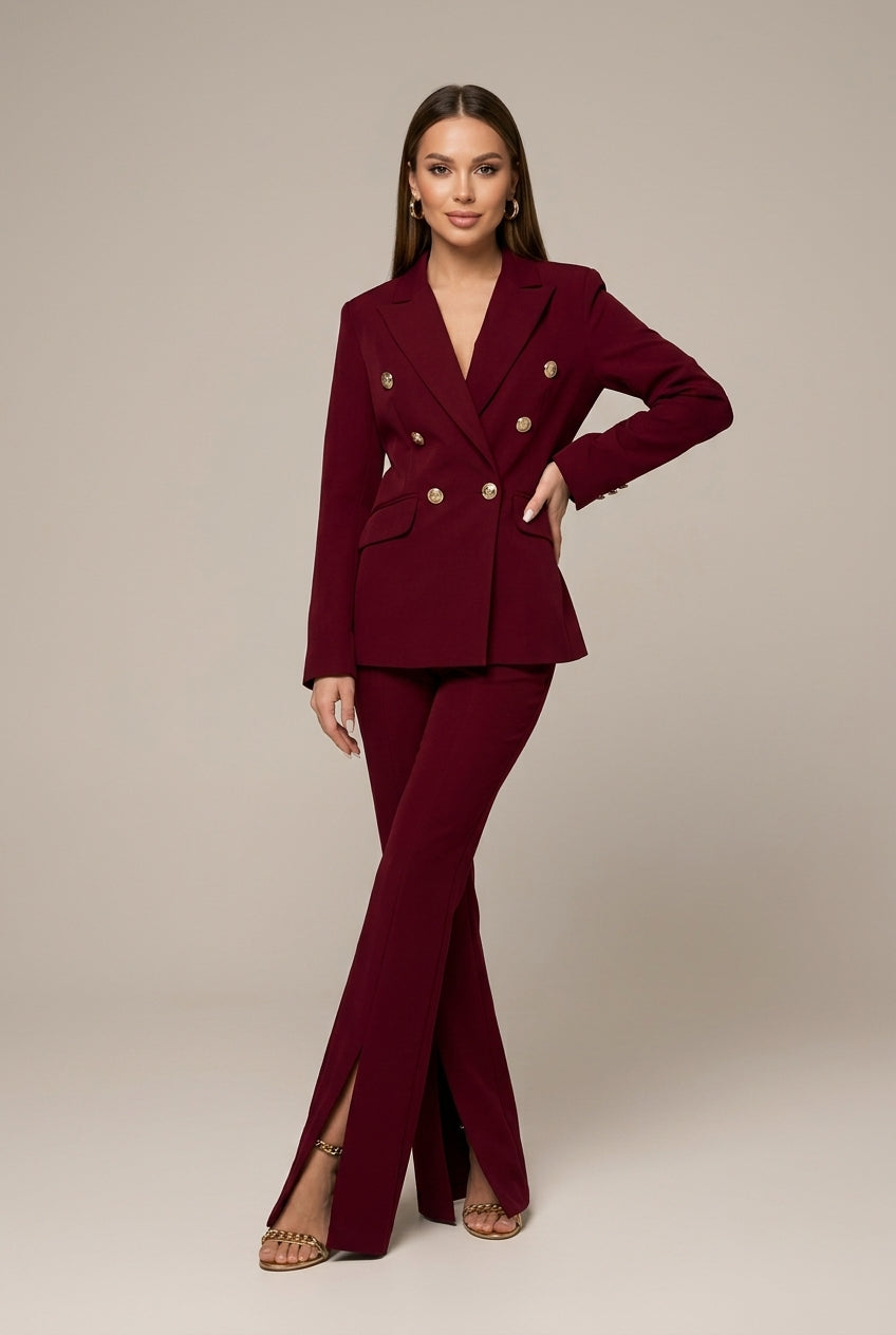 Women's Tailored Double-Breasted Suit – Flared Trousers