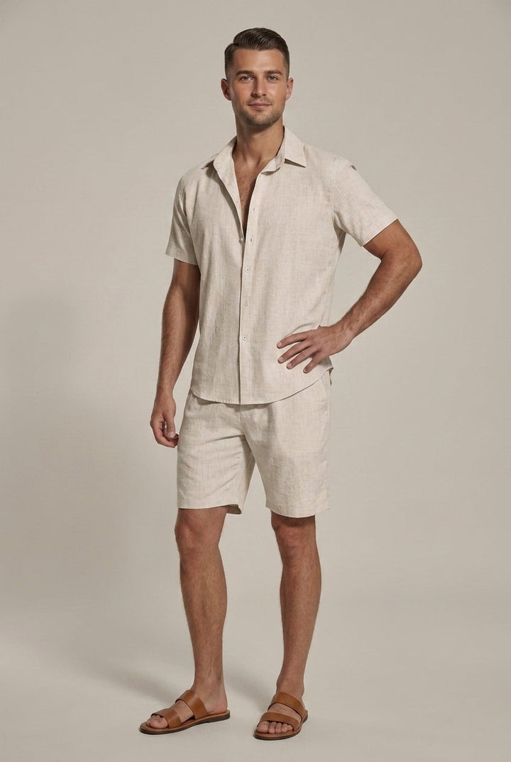 Men's Linen Short Sleeve Shirt and Shorts Set – Coordinated