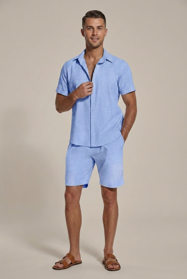 Men's Linen Short Sleeve Shirt and Shorts Set – Coordinated