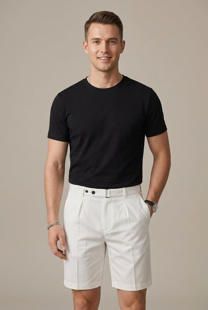 Men's Chino Shorts – Belted Pleat Front Smart Casual