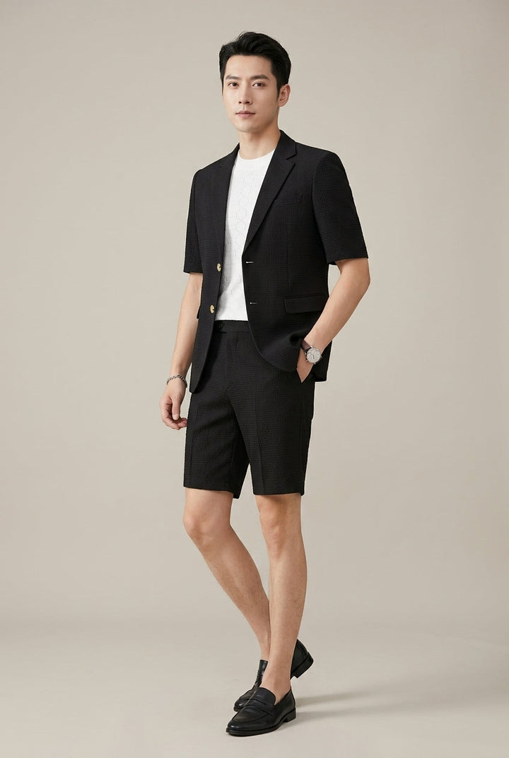 Men's Two Piece Set – Short Sleeve Blazer and Shorts
