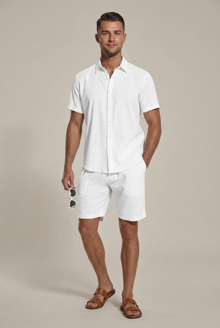 Men's Linen Short Sleeve Shirt and Shorts Set – Coordinated
