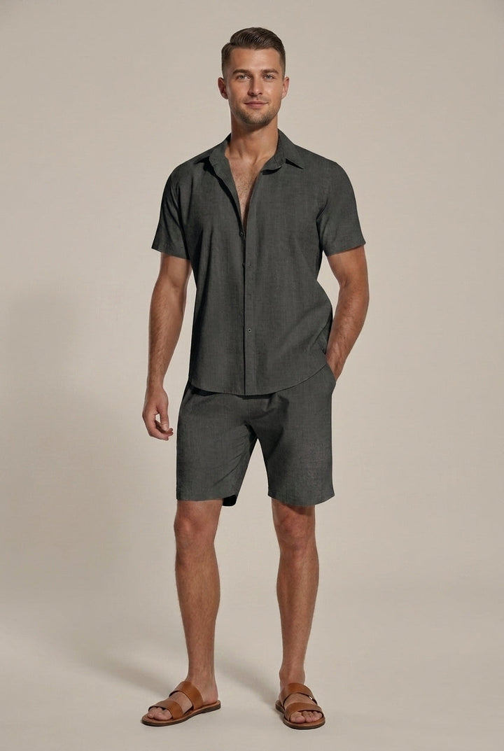 Men's Linen Short Sleeve Shirt and Shorts Set – Coordinated