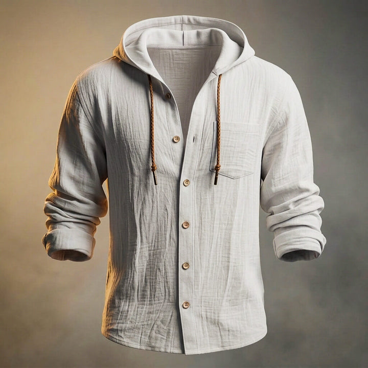Men's Peruvian Cotton Linen Blend Hooded Jacket – Casual Zip