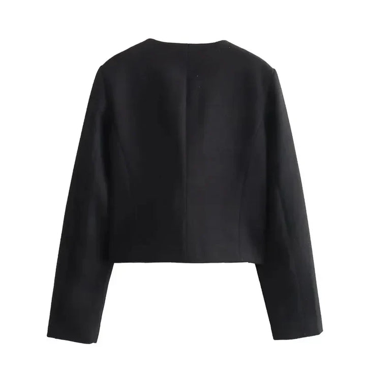 Women's Cropped Bomber Jacket Button Front – Structured Layering Style