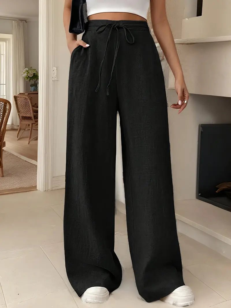 Wide Leg Pants Women Linen High Waist – Breathable Palazzo