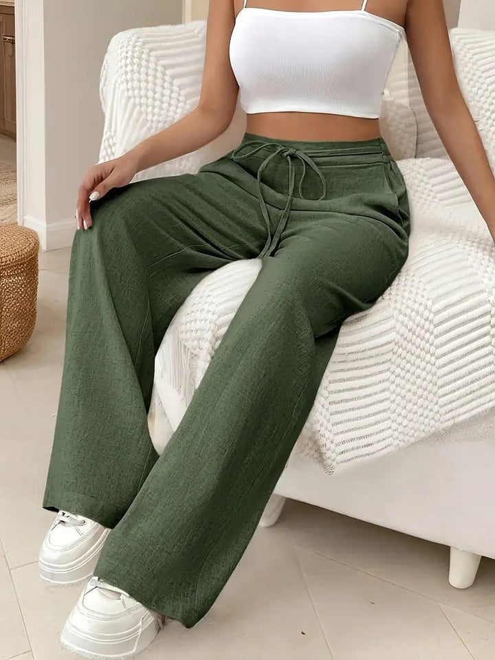 Wide Leg Pants Women Linen High Waist – Breathable Palazzo