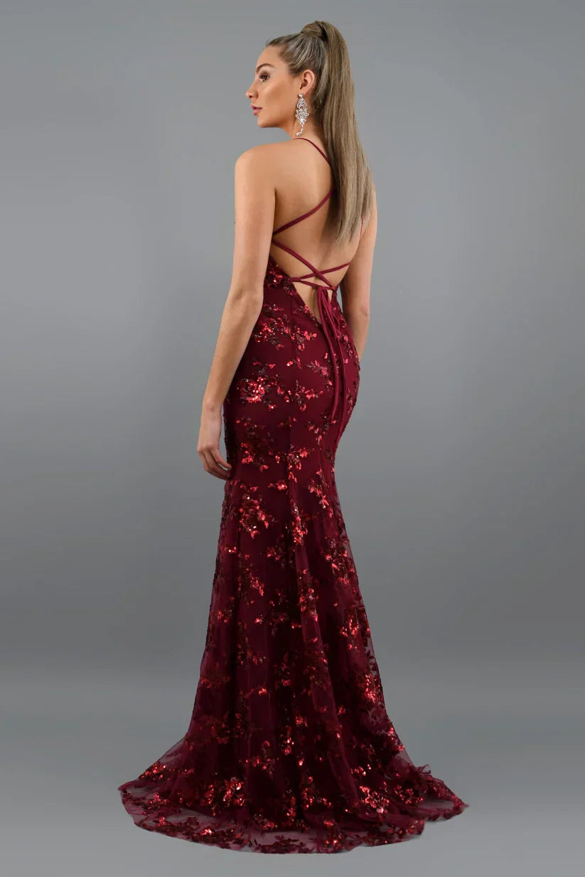 Women's Sequin Maxi Dress Deep V-Neck Sleeveless – Floor Evening