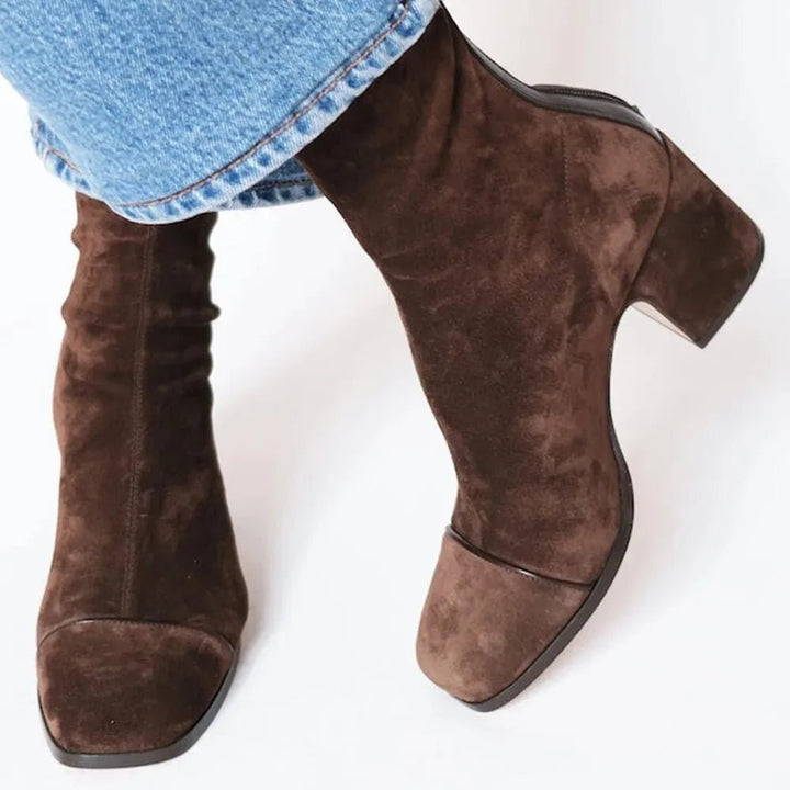 Block Heel Ankle Boots – Women's Square-Toe Cushioned Style