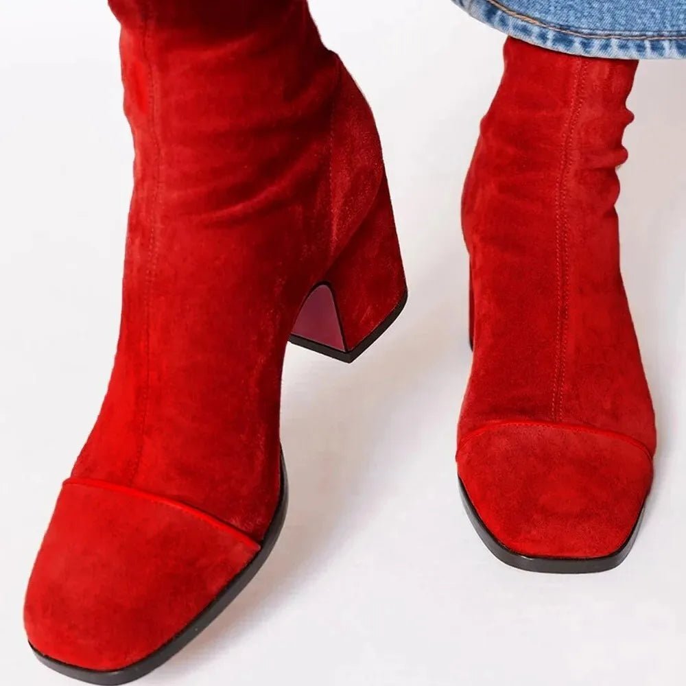 Block Heel Ankle Boots – Women's Square-Toe Cushioned Style