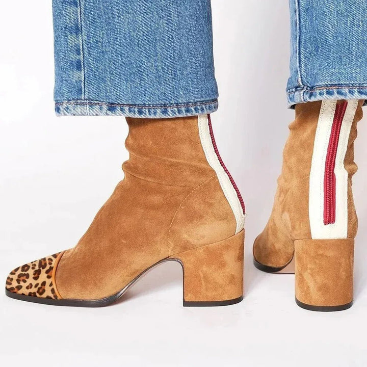 Block Heel Ankle Boots – Women's Square-Toe Cushioned Style